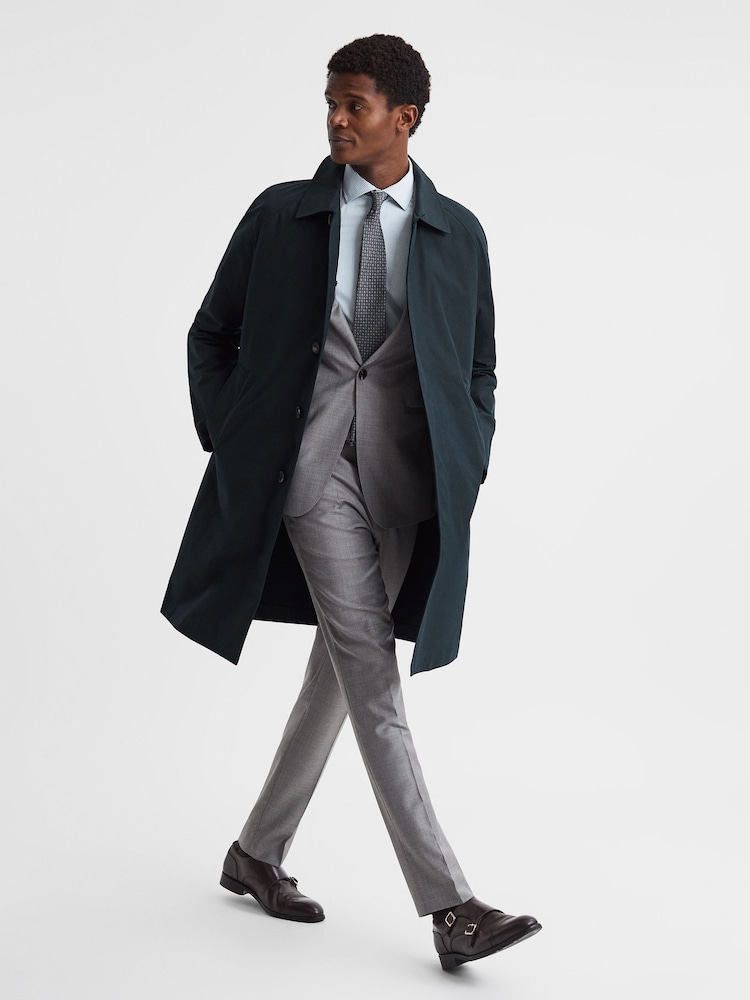 reiss Private White Mid-Length Trench Coat in Navy