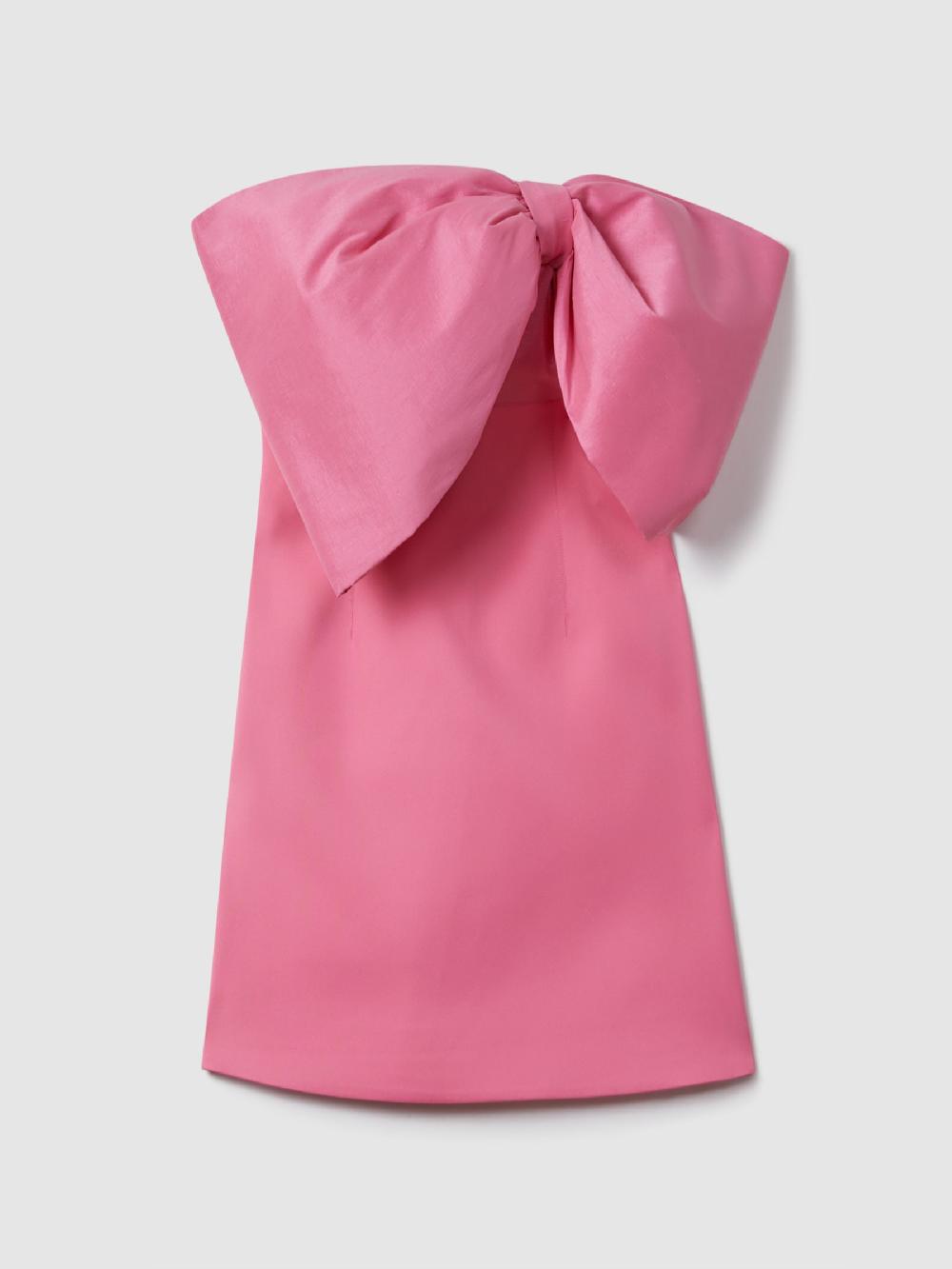 Reiss Rachel Gilbert Bow Mini Dress In Pink