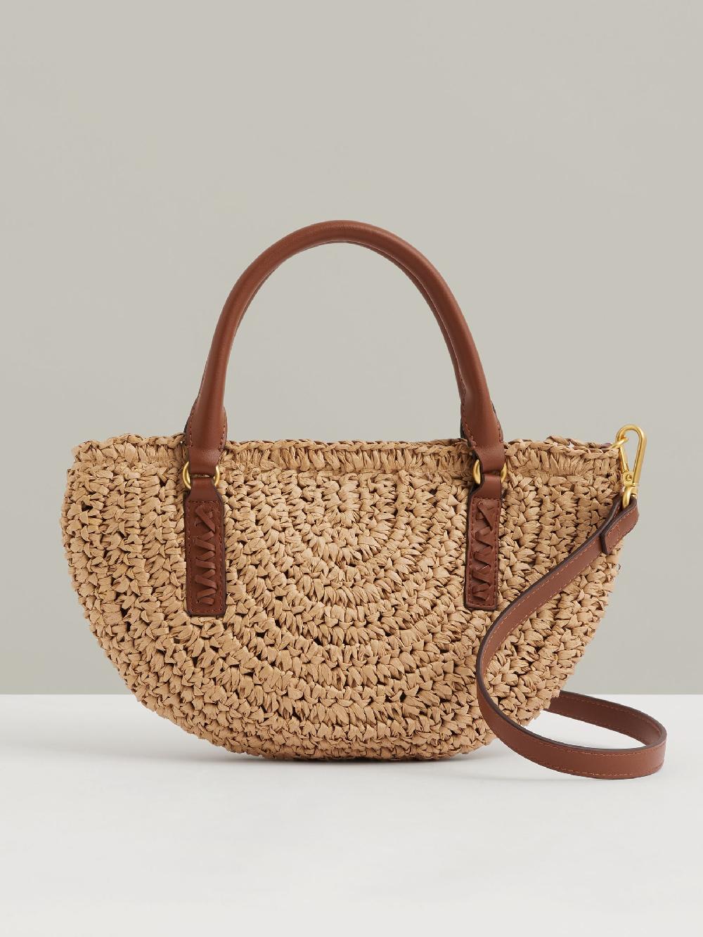 Reiss Raffia Woven Cross-body Bag In Natural