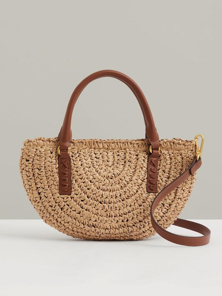 reiss Raffia Woven Cross-body Bag in Natural
