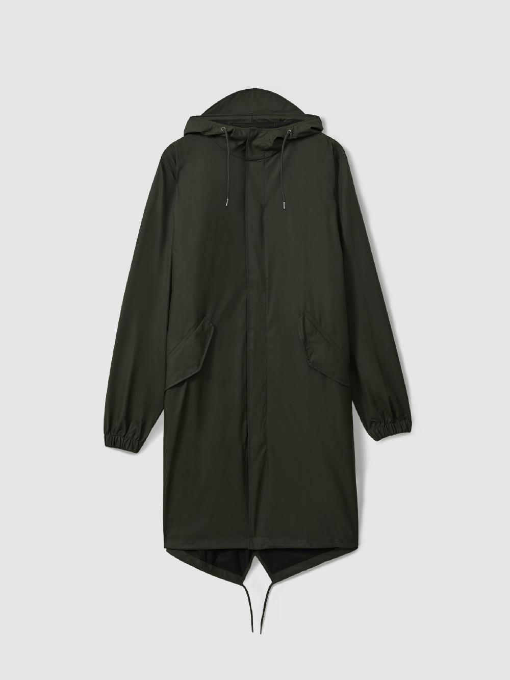 Reiss Rains Fishtail Parka In Dark Green