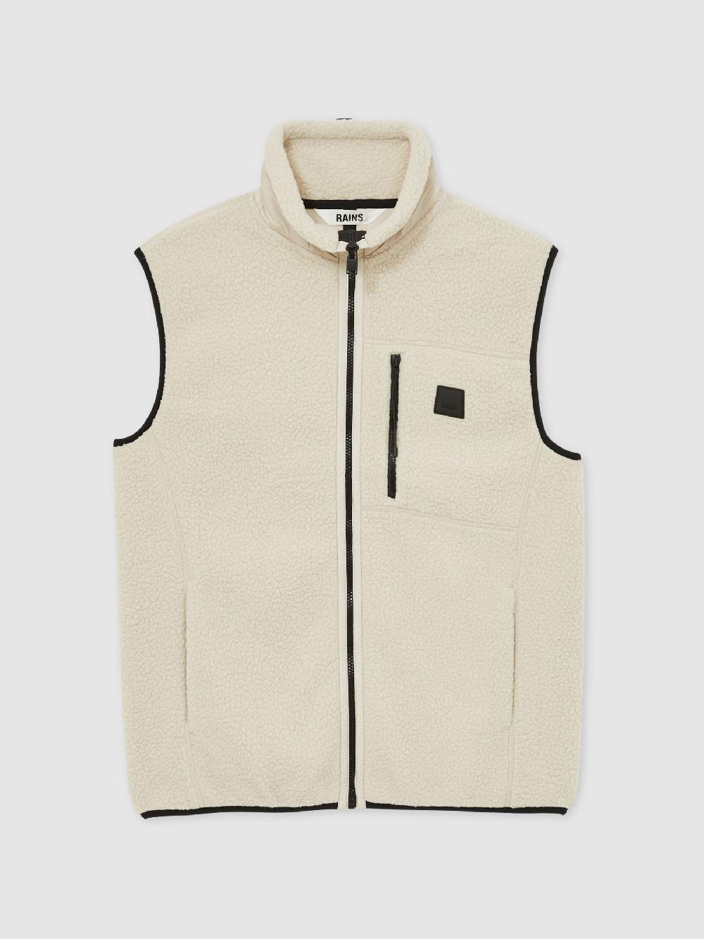 Reiss Rains Fleece Zip-Through Gilet In Beige