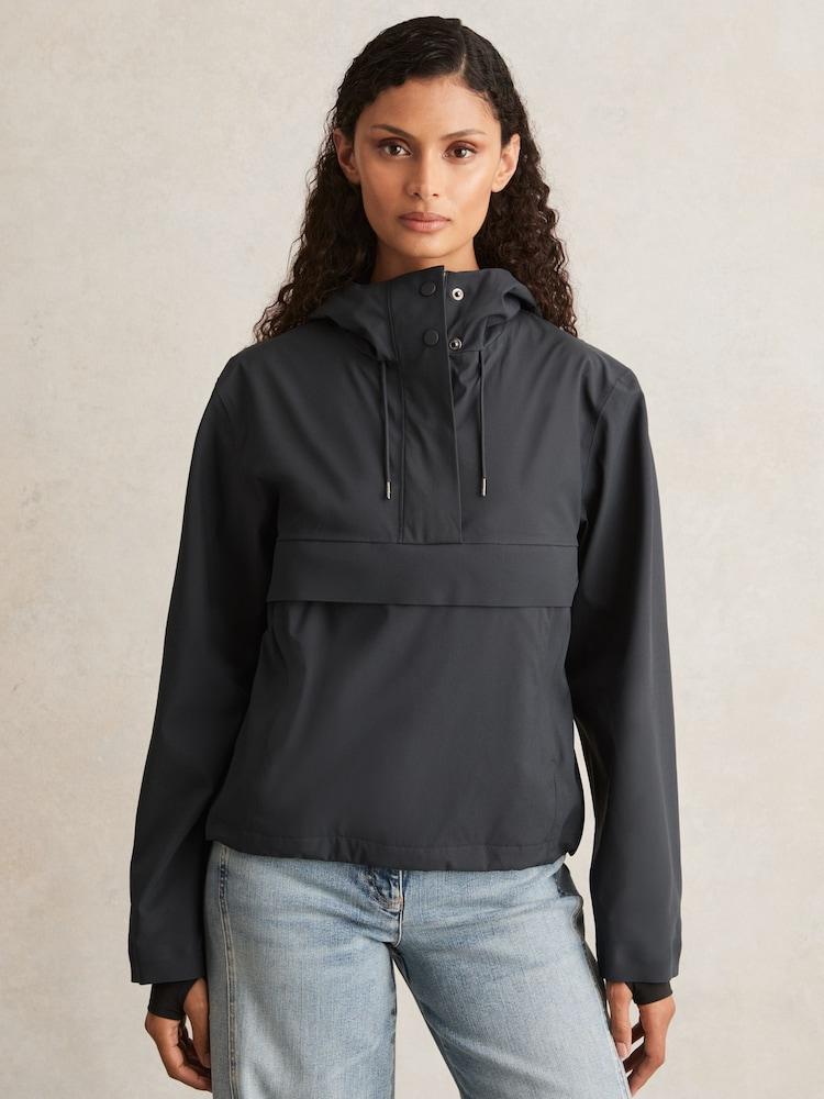 reiss Rains Hardshell Short Jacket in Navy
