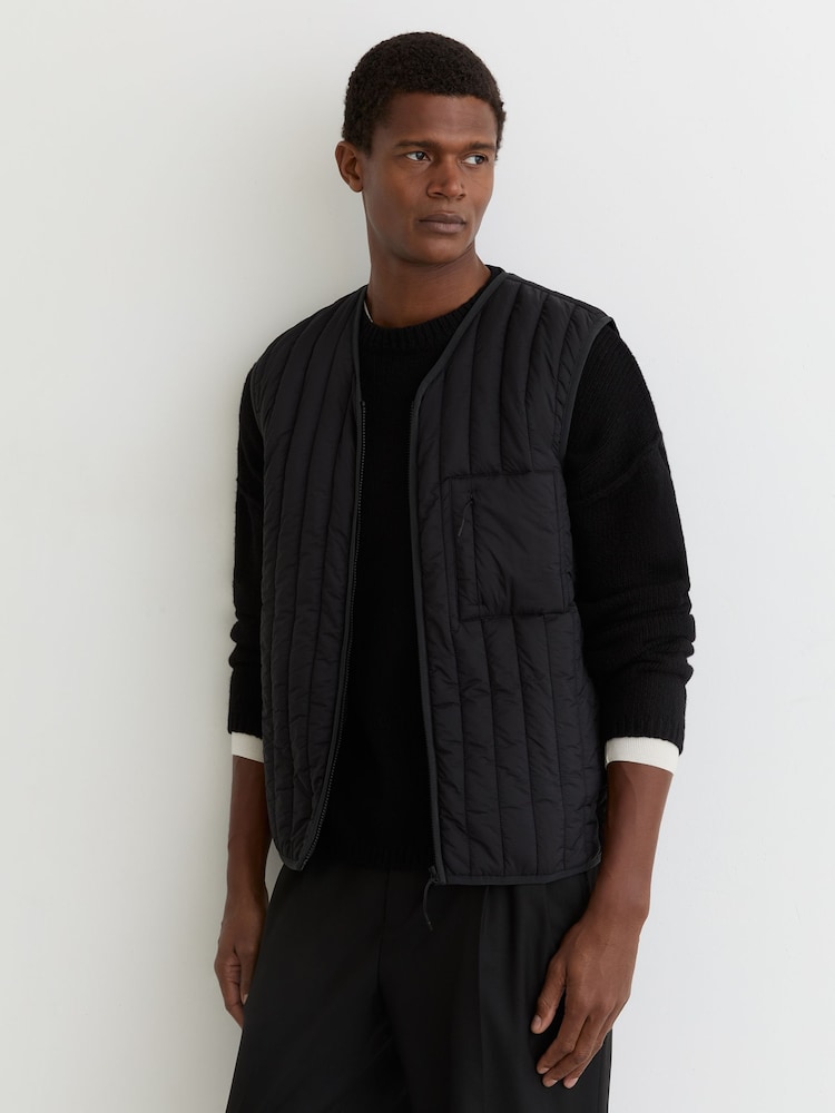 reiss Rains Quilted Liner Vest in Navy