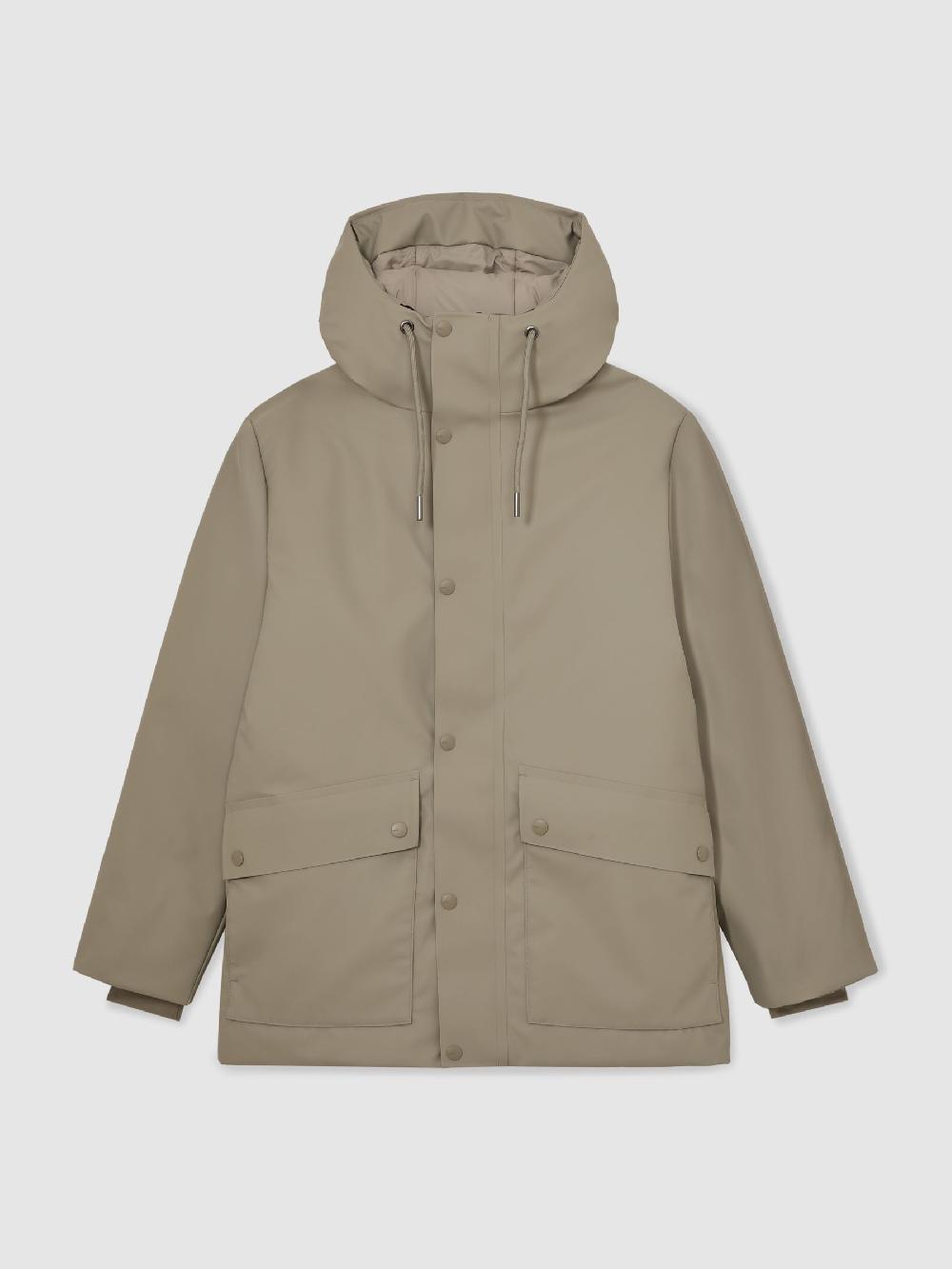 Reiss Rains Short Hooded Parka Coat In Drift