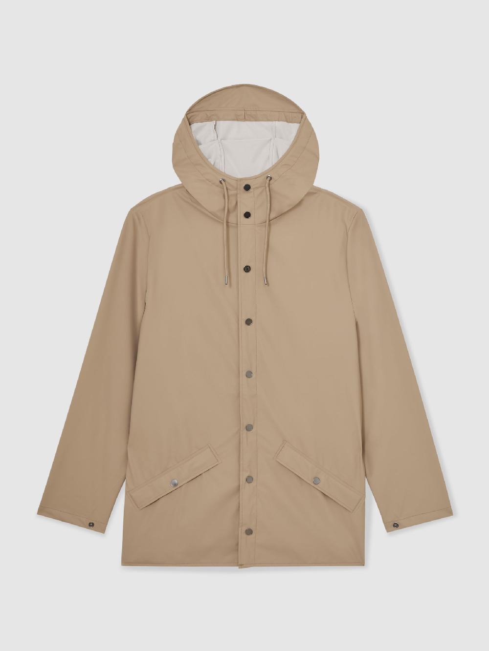 Reiss Rains Waterproof Hooded Rain Jacket In Beige