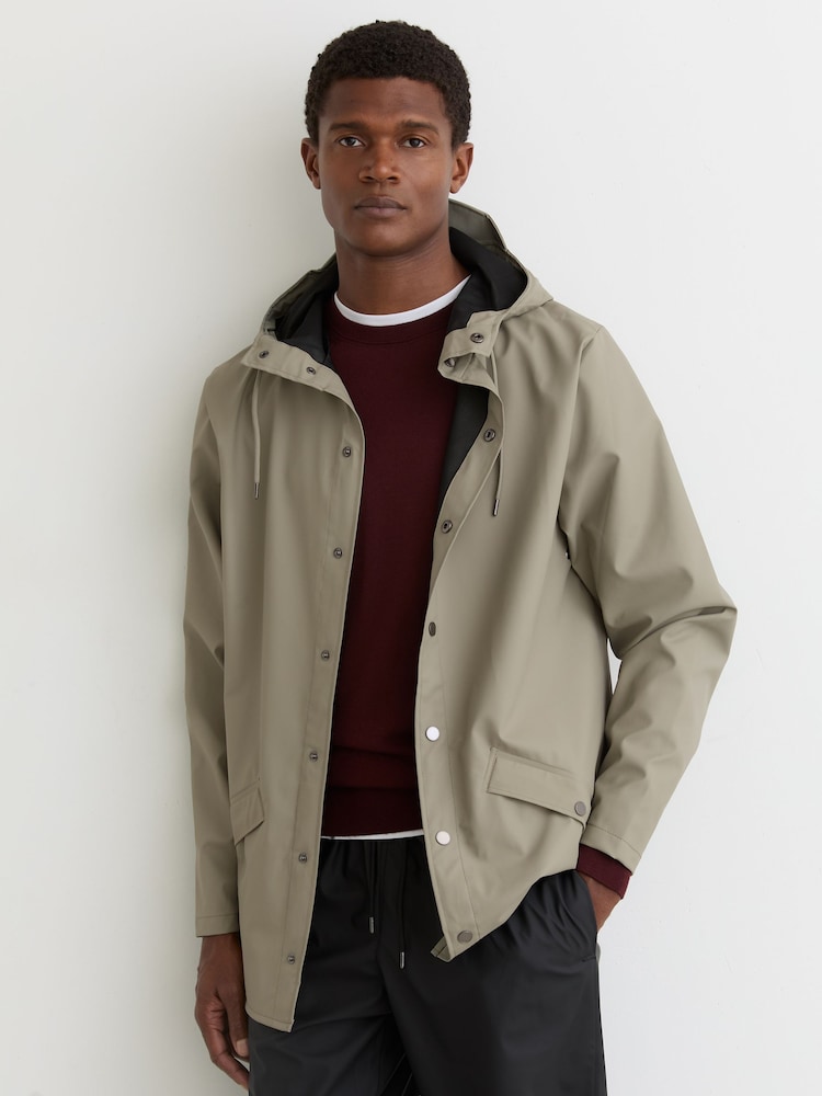 reiss Rains Waterproof Hooded Rain Jacket in Drift