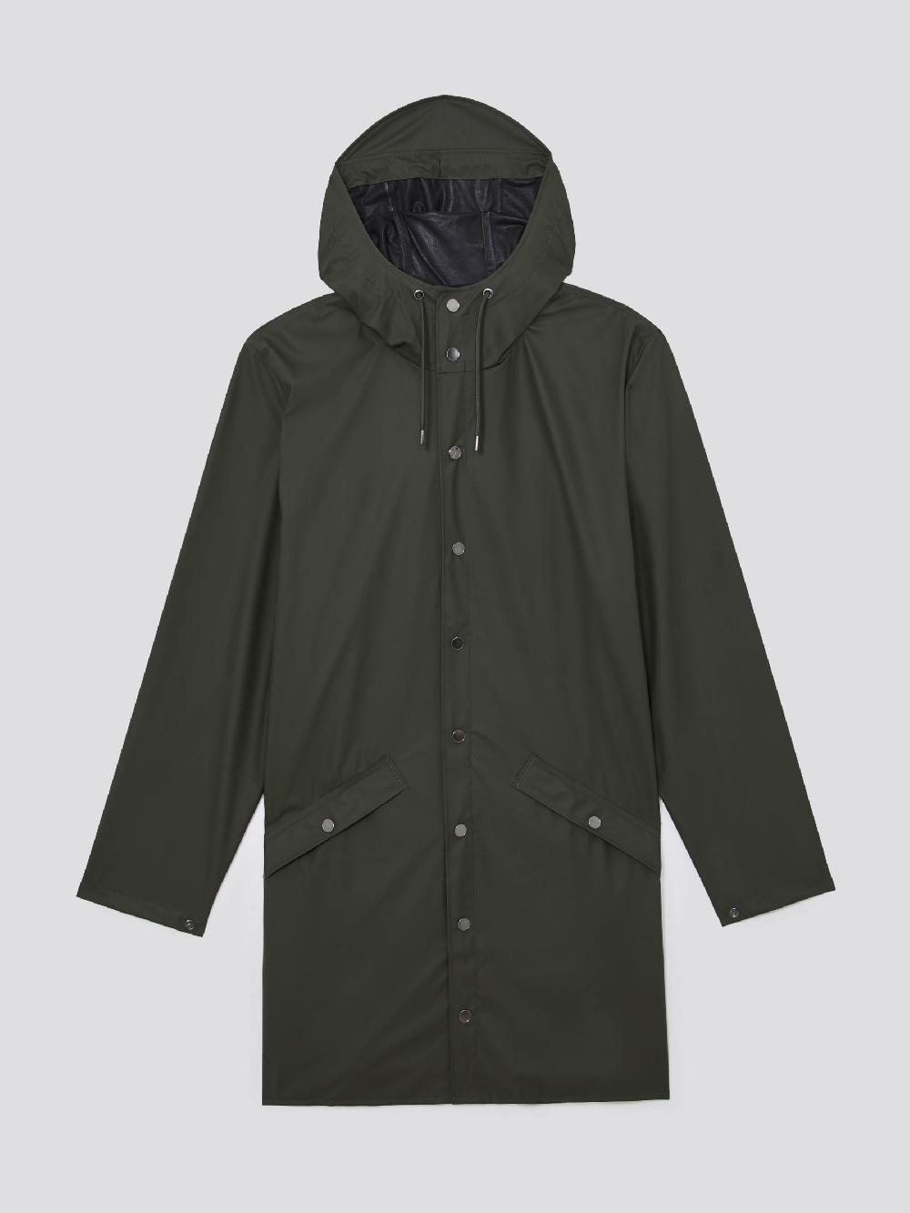 Reiss Rains Waterproof Long Jacket In Green
