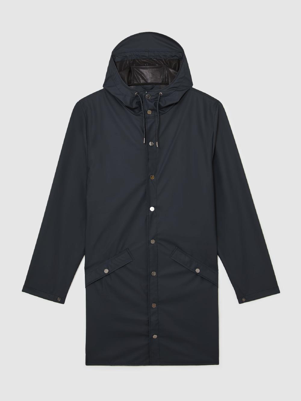 Reiss Rains Waterproof Long Rain Jacket In Navy