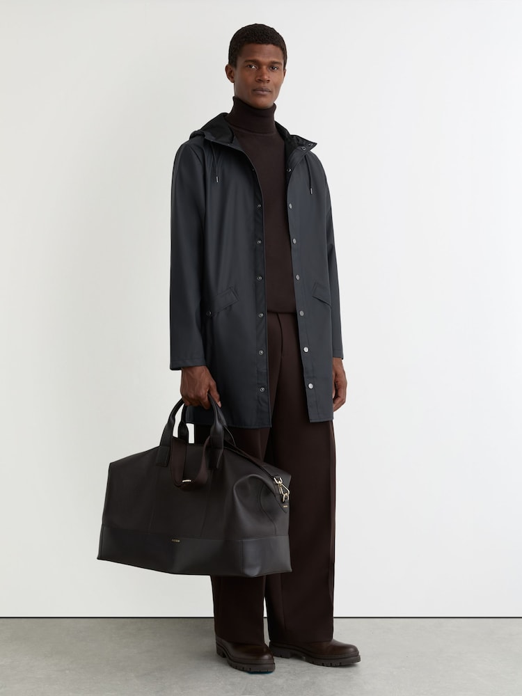 reiss Rains Waterproof Long Rain Jacket in Navy