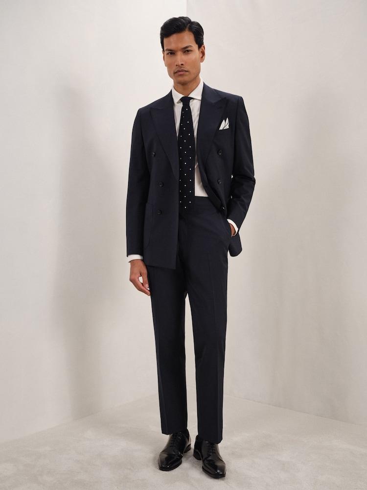 reiss Regular-Fit Wool-Blend Suit Trousers in Blue