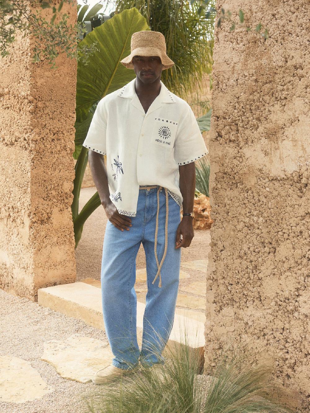 Reiss Reiss | Ché Cotton-Linen Palm Shirt In White