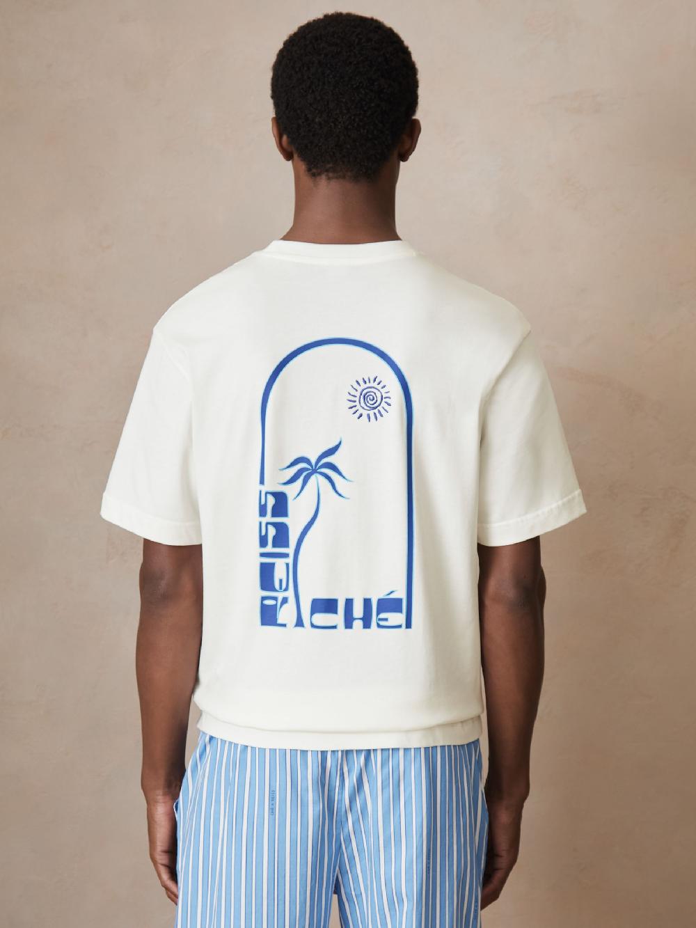 Reiss Reiss | Ché Cotton Palm-Print T-Shirt In White