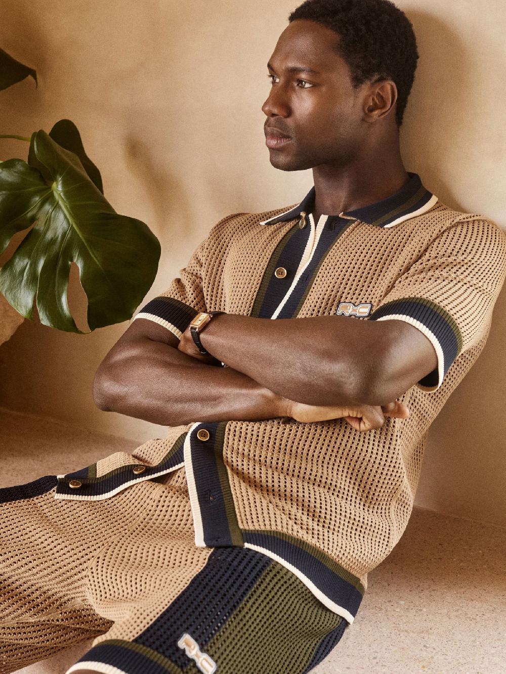 Reiss Reiss | Ché Crochet Tipped Shirt In Camel