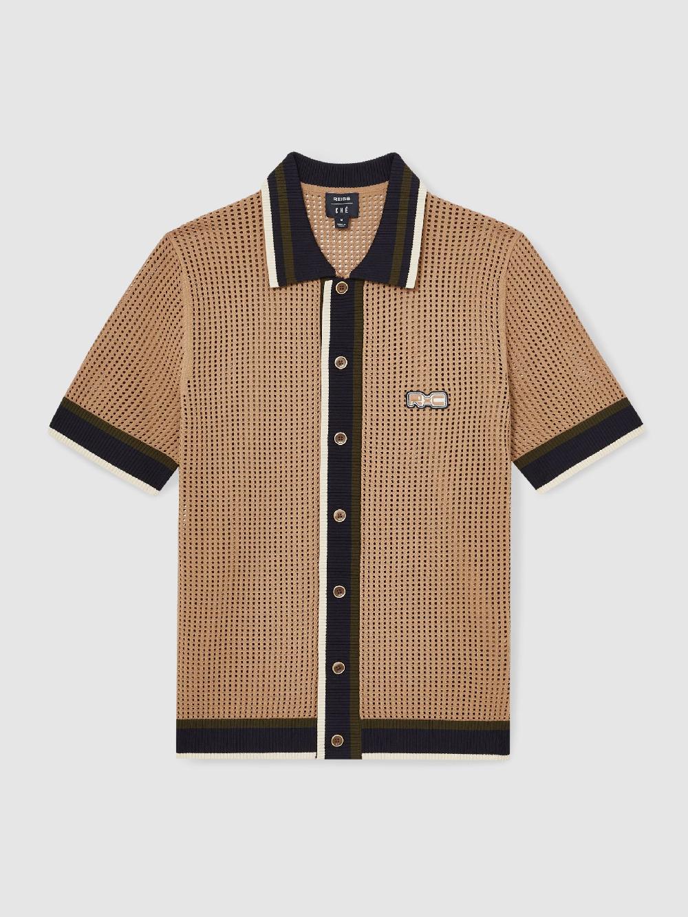 Reiss Reiss | Ché Crochet Tipped Shirt In Camel