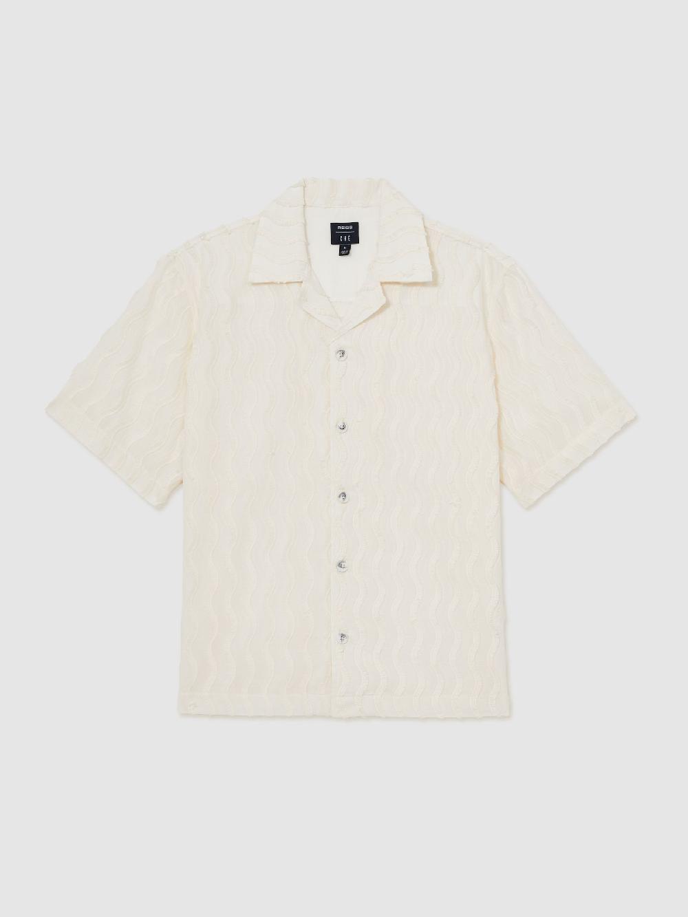 Reiss Reiss | Ché Fringed-Wave Shirt In Off White