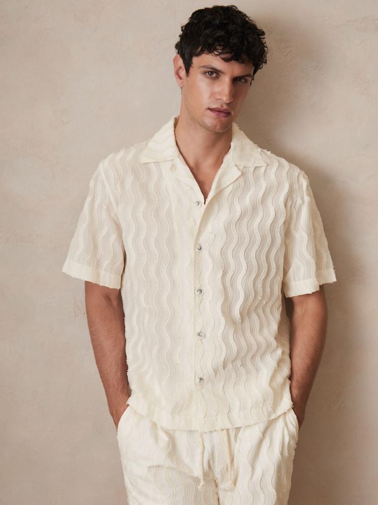 reiss Reiss | Ché Fringed-Wave Shirt in Off White