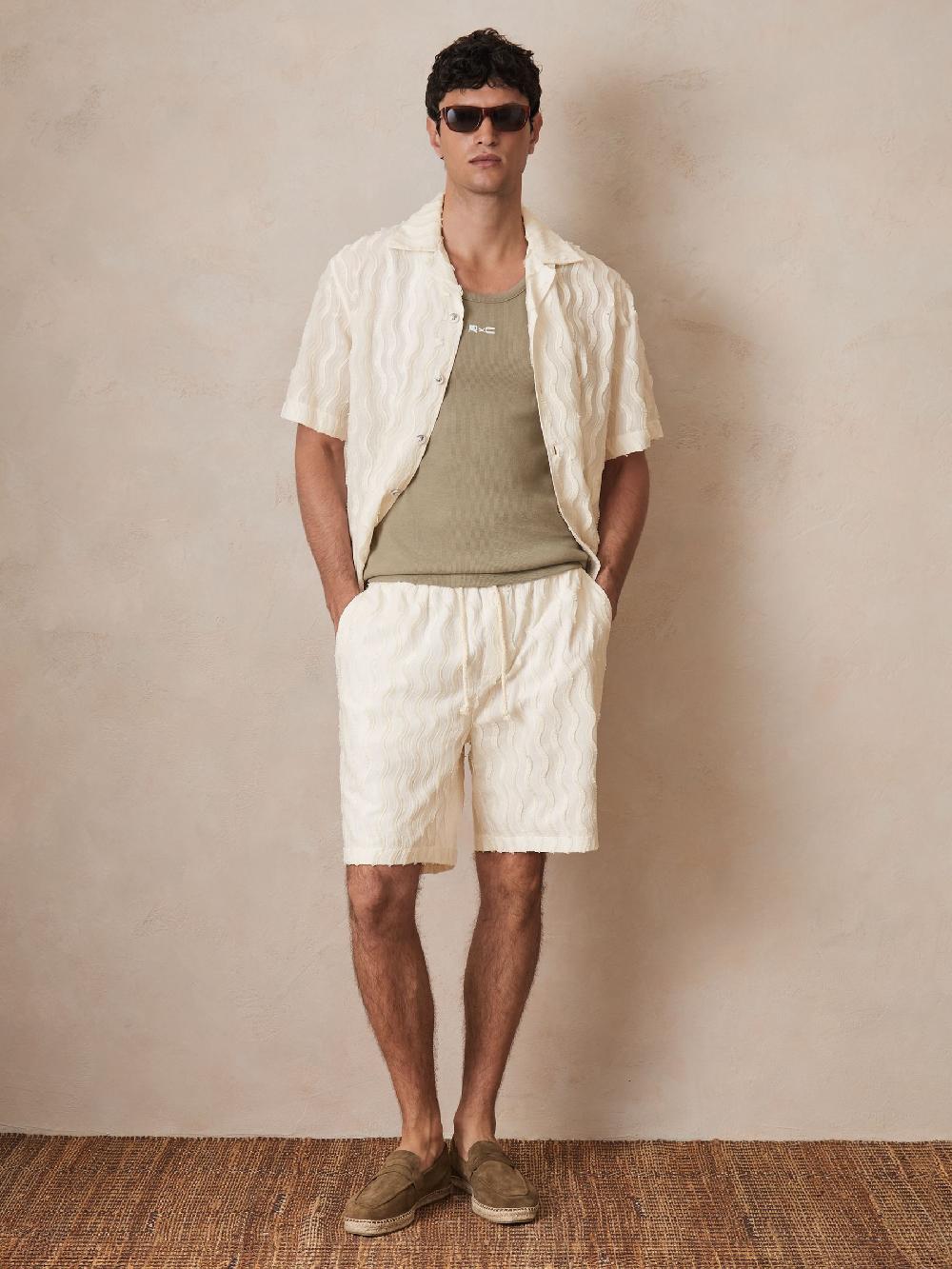 Reiss Reiss | Ché Fringed-Wave Shorts In Off White
