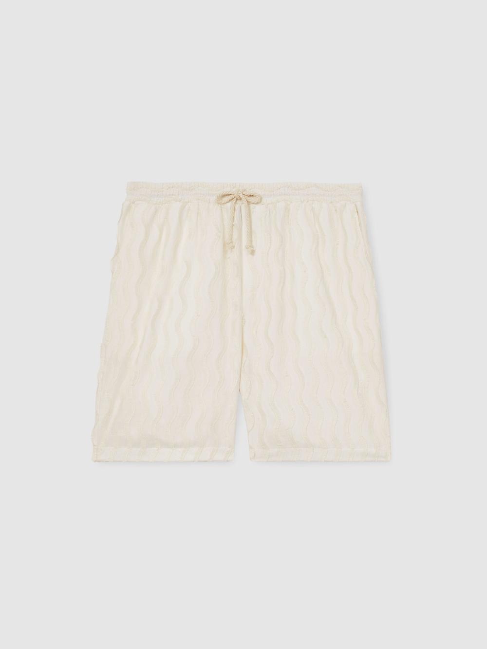 Reiss Reiss | Ché Fringed-Wave Shorts In Off White