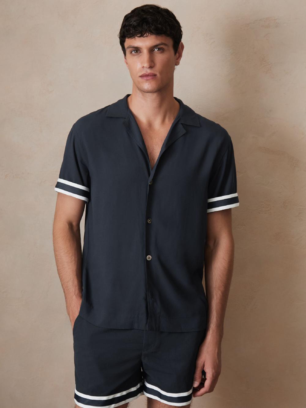 Reiss Reiss | Ché Stripe-Cuff Shirt In Navy