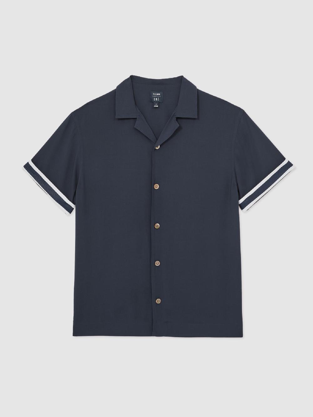 Reiss Reiss | Ché Stripe-Cuff Shirt In Navy