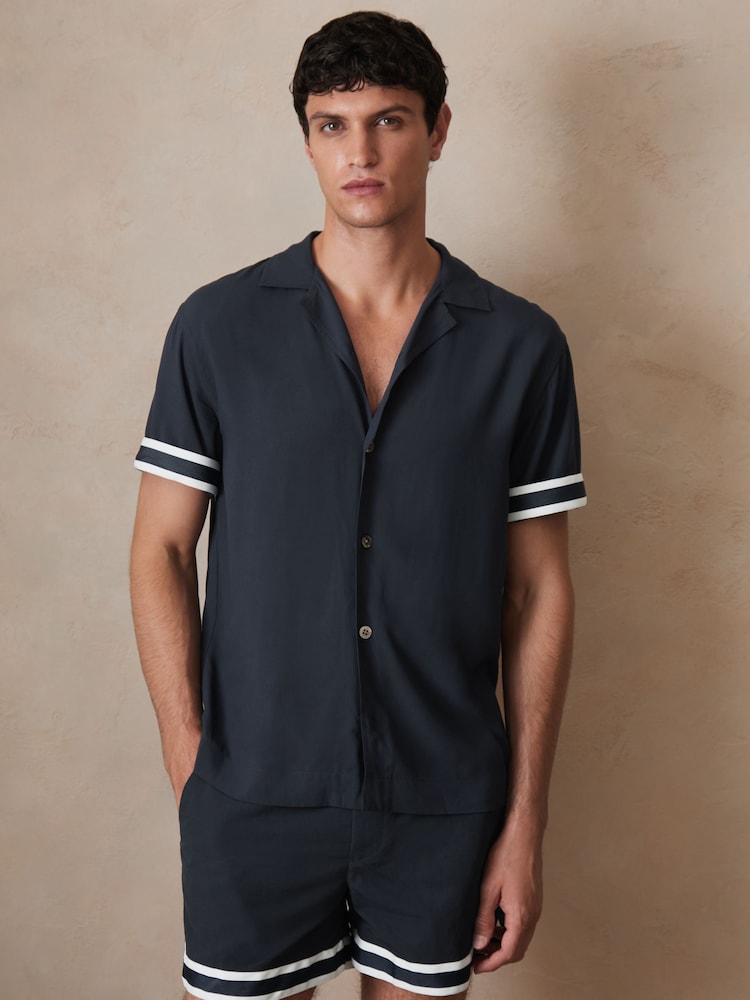 reiss Reiss | Ché Stripe-Cuff Shirt in Navy