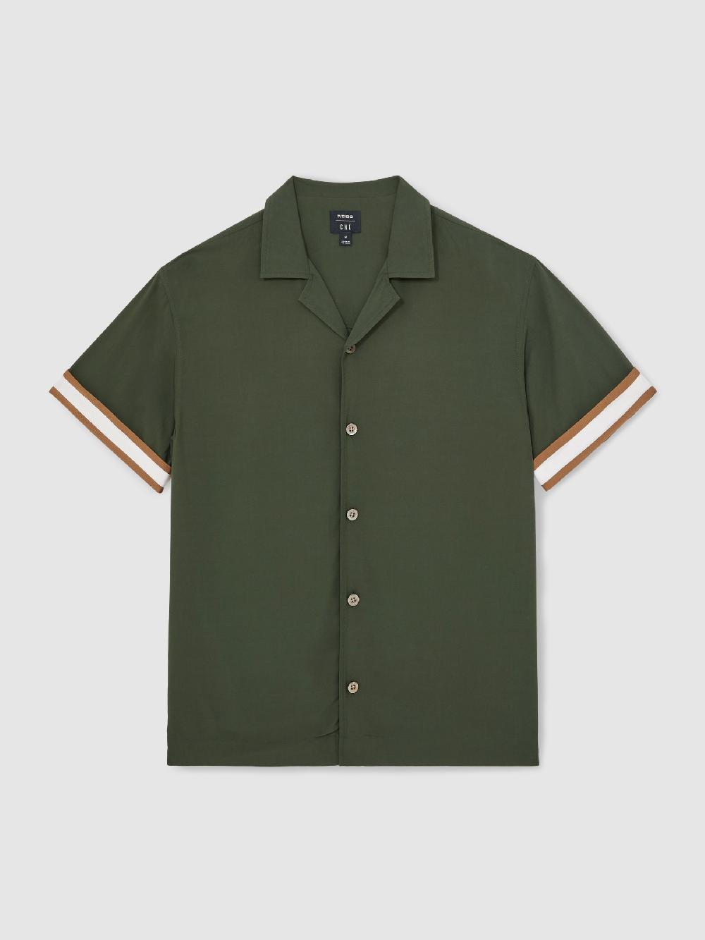 Reiss Reiss | Ché Stripe-Cuff Shirt In Pine Green