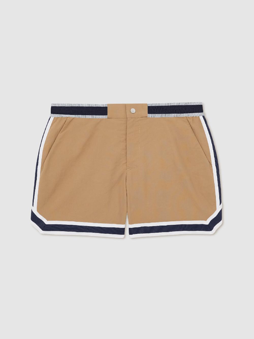 Reiss Reiss | Ché Stripe-Trim Swim Shorts In Camel