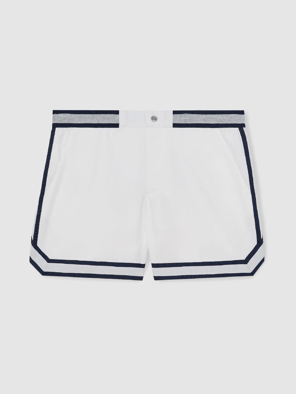 Reiss Reiss | Ché Stripe-Trim Swim Shorts In White