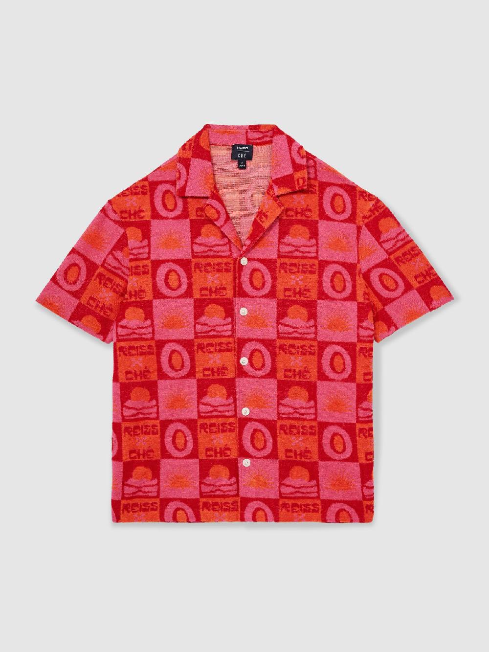 Reiss Reiss | Ché Sunset Towelling Shirt In Pink