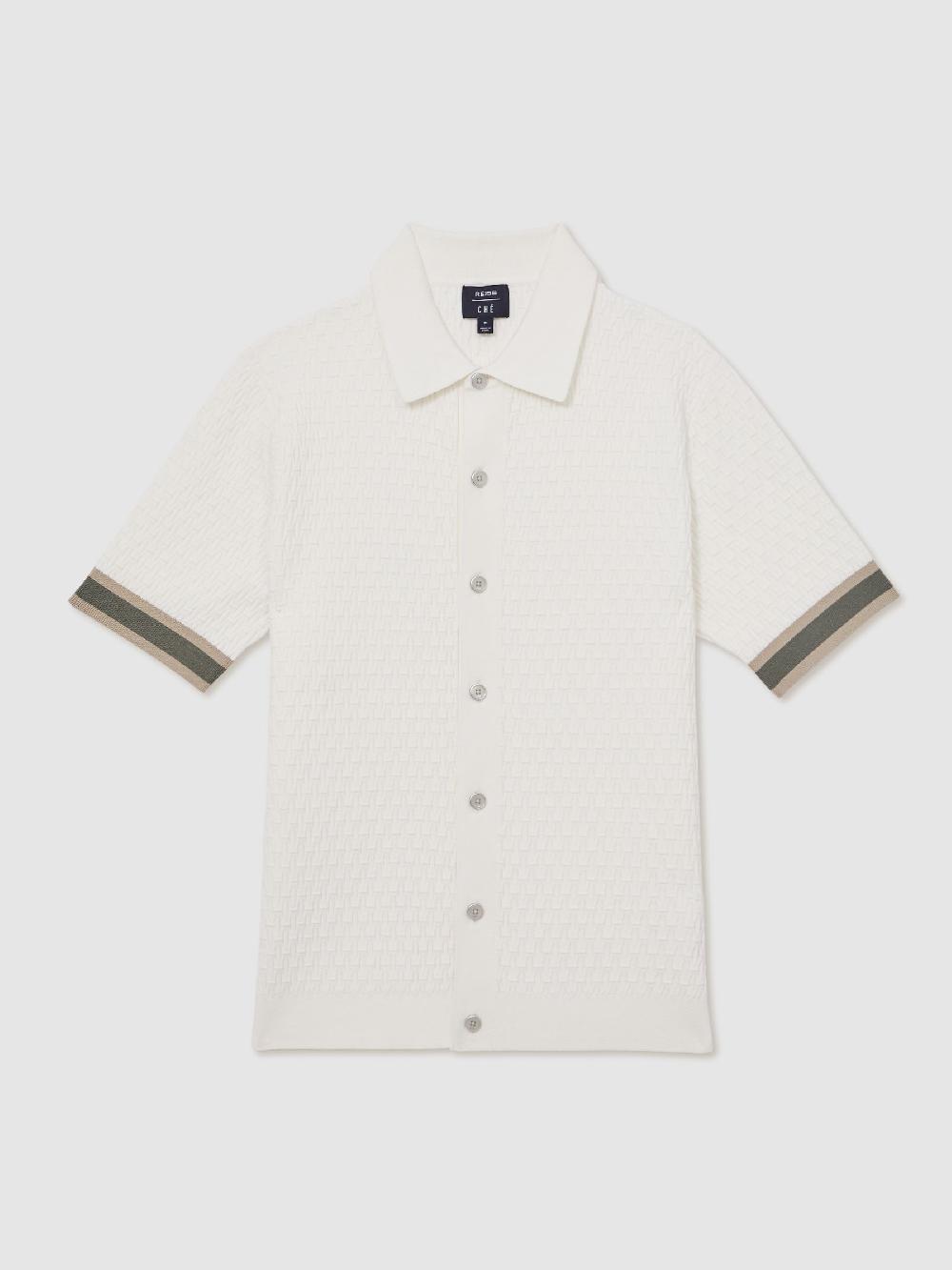 Reiss Reiss | Ché Textured Cuff-Trim Shirt In White