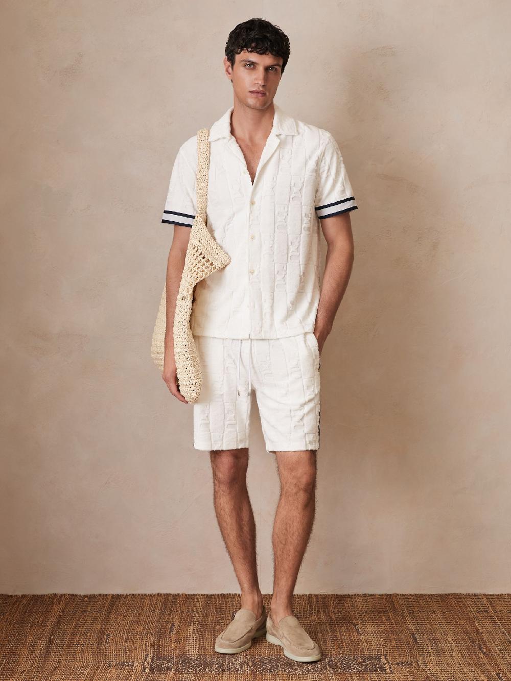 Reiss Reiss | Ché Towelling Monogram Shorts In White