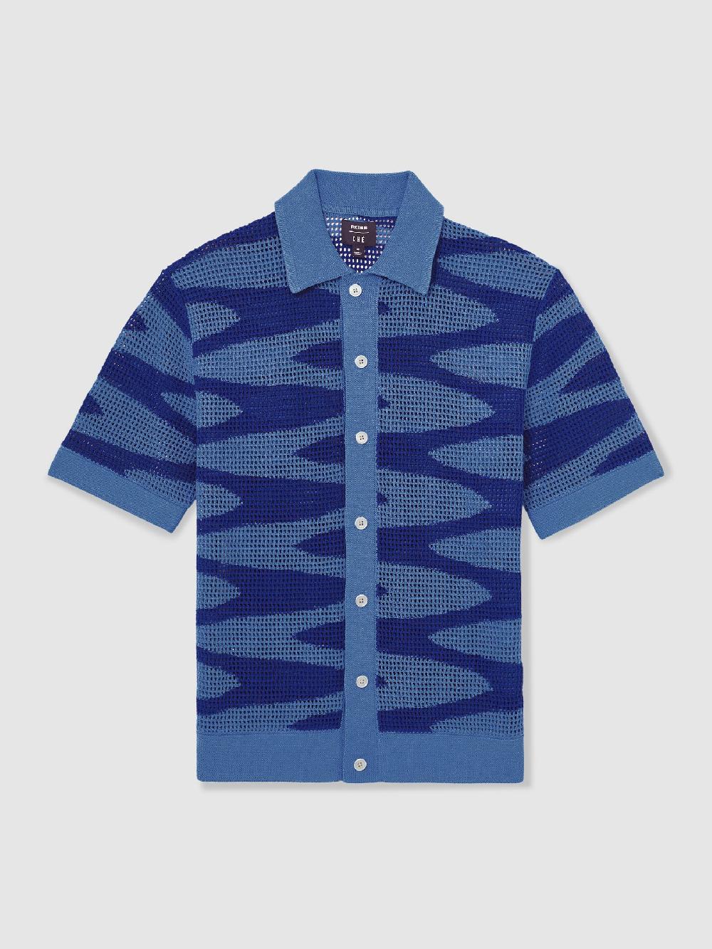 Reiss Reiss | Ché Wave Crochet Shirt In Blue