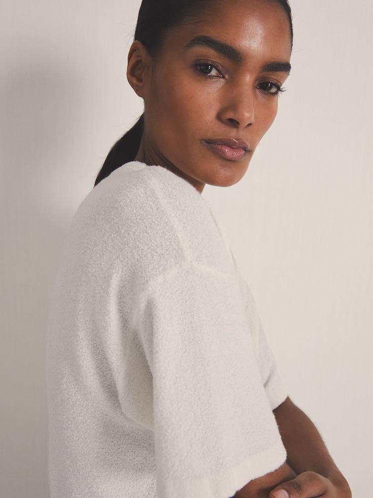 reiss Reiss | Les 100 Ciels Bouclé T-Shirt in Ivory