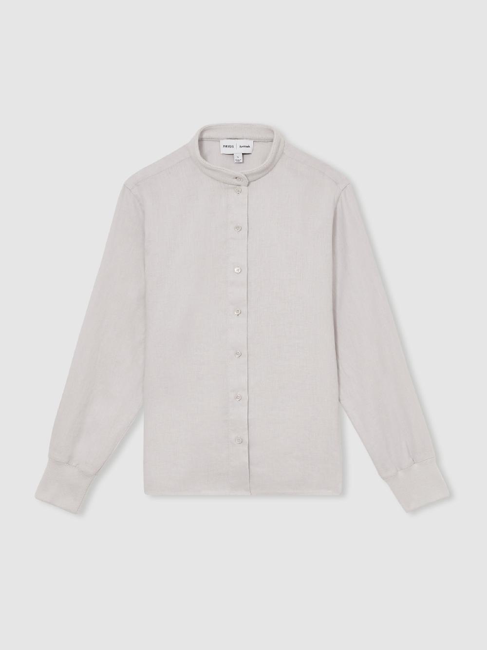 Reiss Reiss | Les 100 Ciels Linen Shirt In Soft Grey