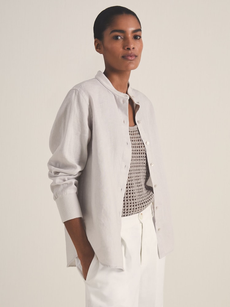 reiss Reiss | Les 100 Ciels Linen Shirt in Soft Grey