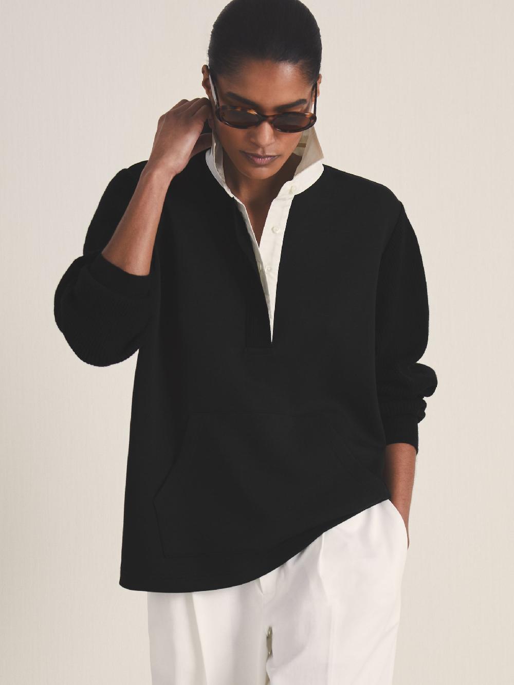 Reiss Reiss | Les 100 Ciels Polo Sweatshirt In Black