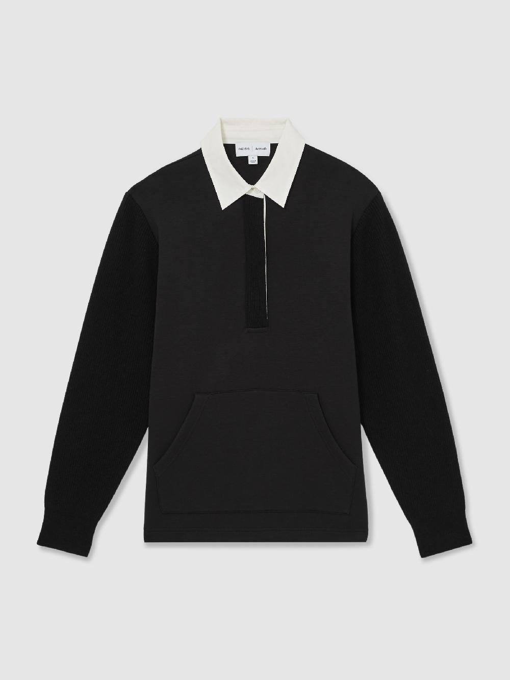 Reiss Reiss | Les 100 Ciels Polo Sweatshirt In Black