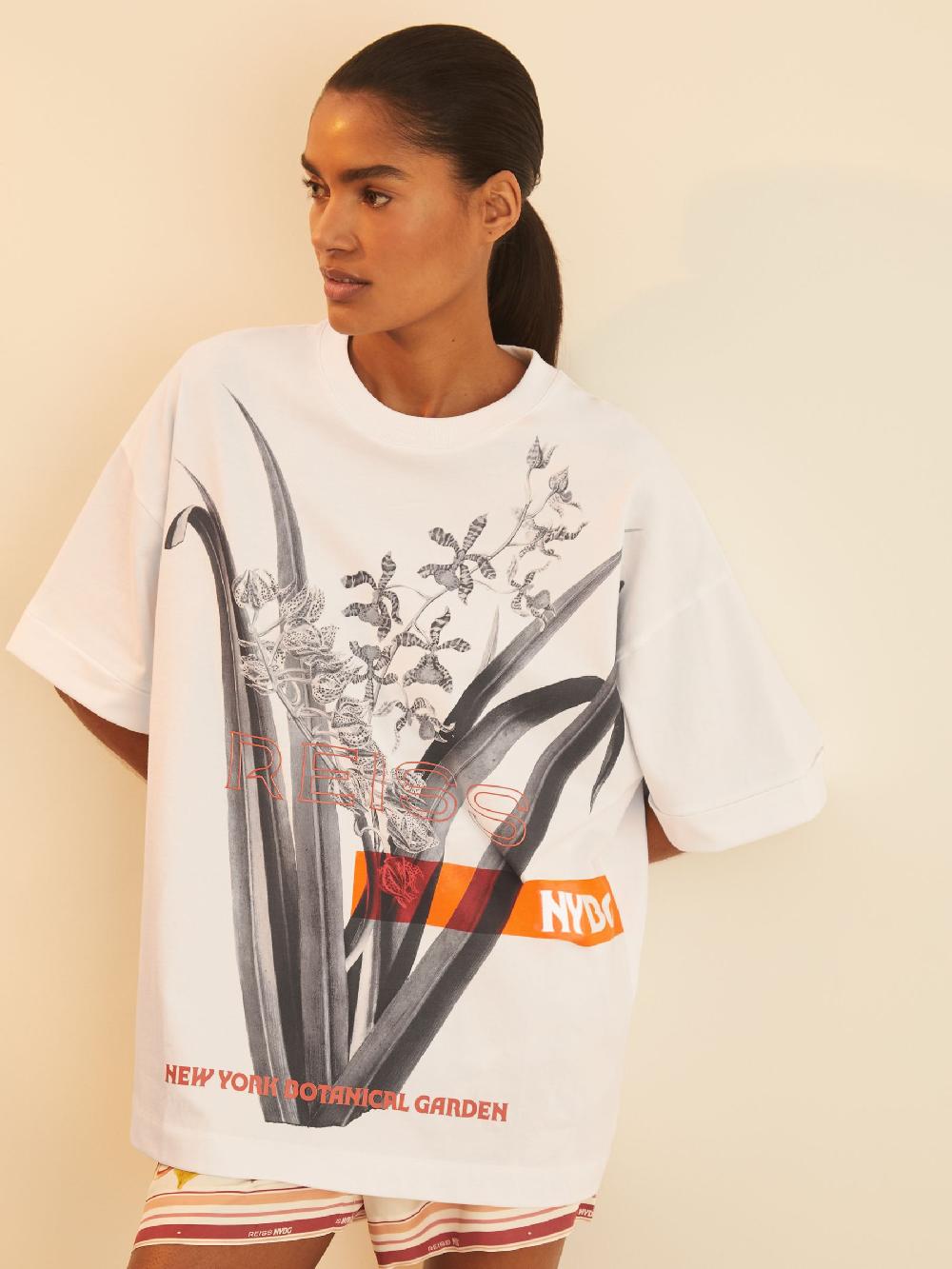 Reiss Reiss | NYBG Floral Oversize T-Shirt In Ivory