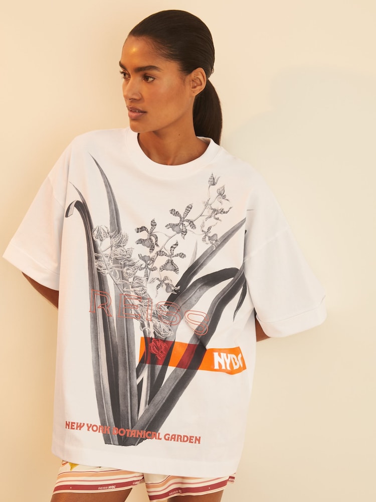 reiss Reiss | NYBG Floral Oversize T-Shirt in Ivory