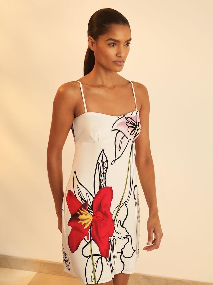 reiss Reiss | NYBG Floral-Print Mini Dress in Ivory
