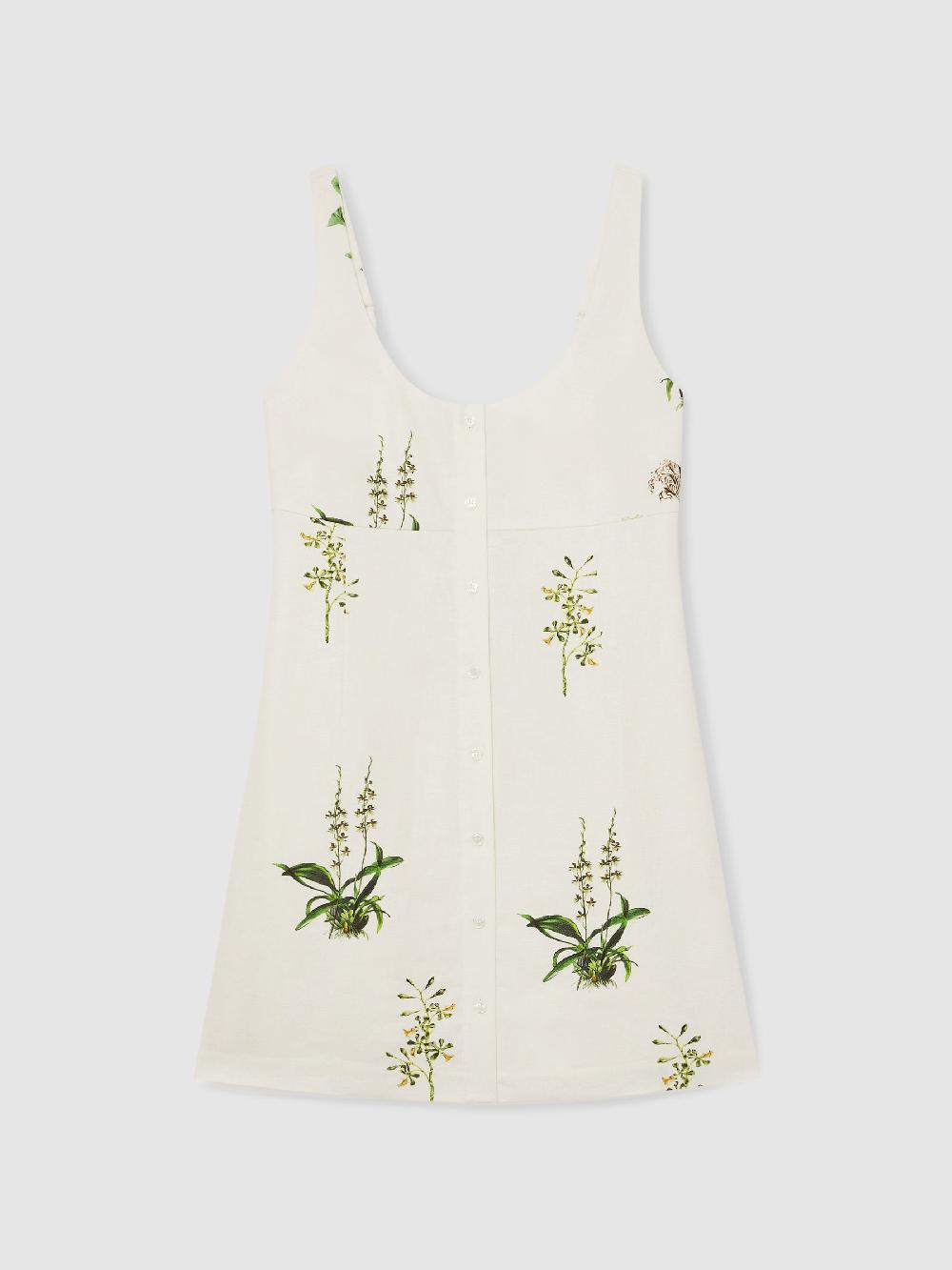 Reiss Reiss | NYBG Linen Floral Mini Dress In Ivory