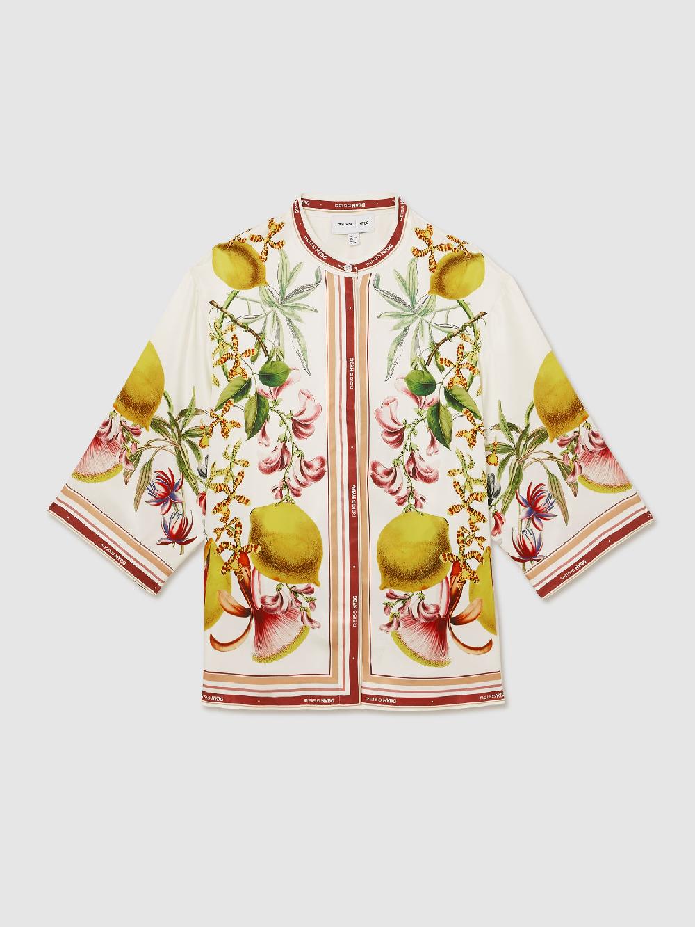 Reiss Reiss | NYBG Satin Floral-Print Shirt In Ivory