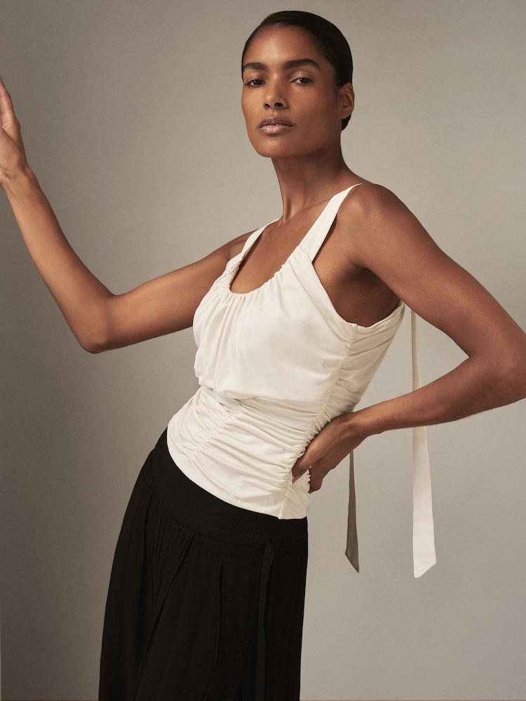 reiss Reiss | Royal Ballet Ruched Vest in Ivory