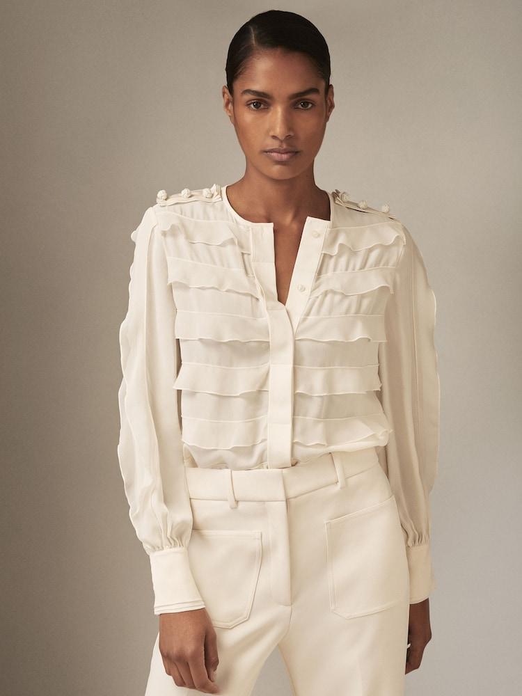 reiss Reiss | Royal Ballet Ruffle Blouse in Cream
