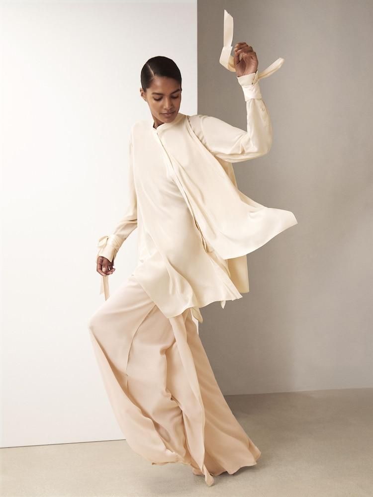 reiss Reiss | Royal Ballet Tie-Cuff Blouse in Cream