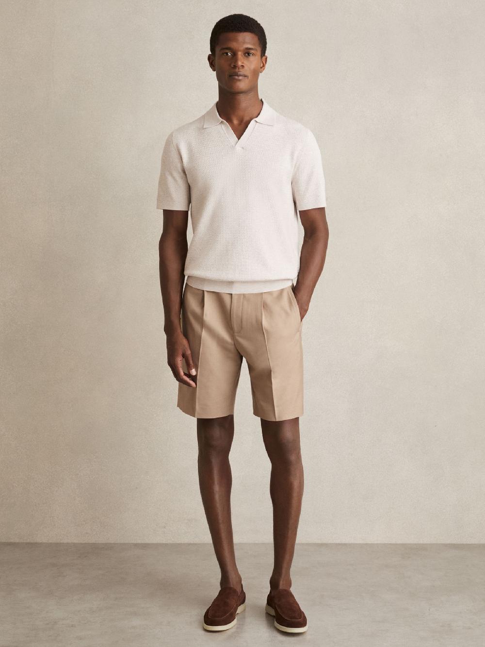 Reiss Relaxed Drawstring Shorts In Soft Camel