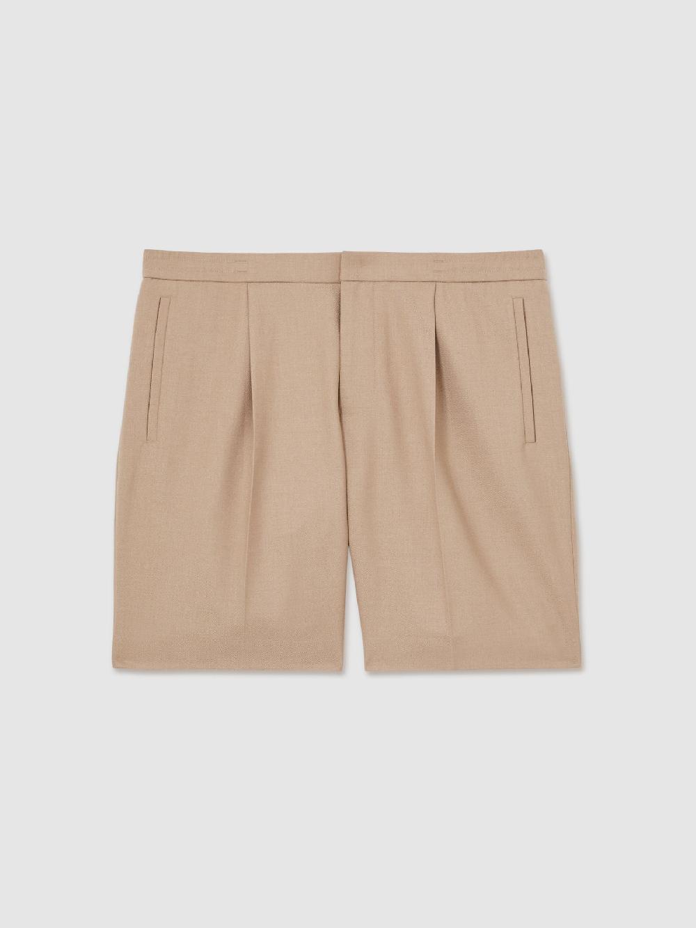 Reiss Relaxed Drawstring Shorts In Soft Camel
