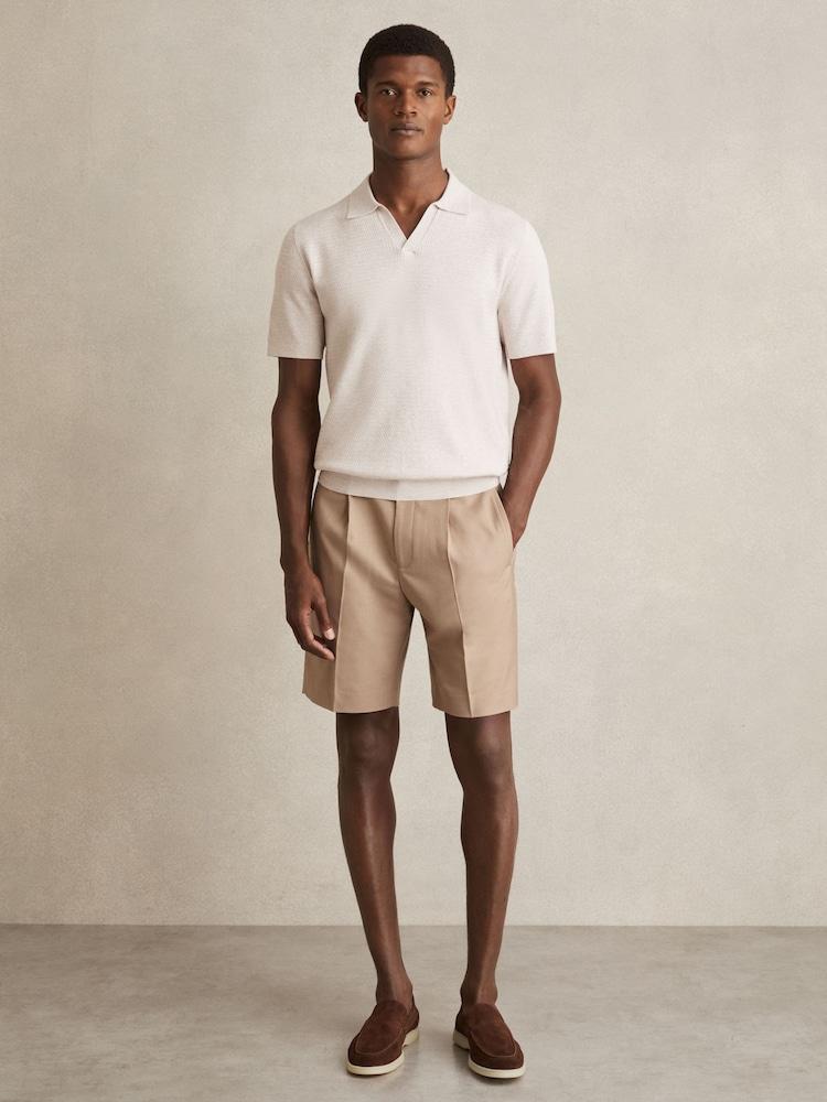 reiss Relaxed Drawstring Shorts in Soft Camel