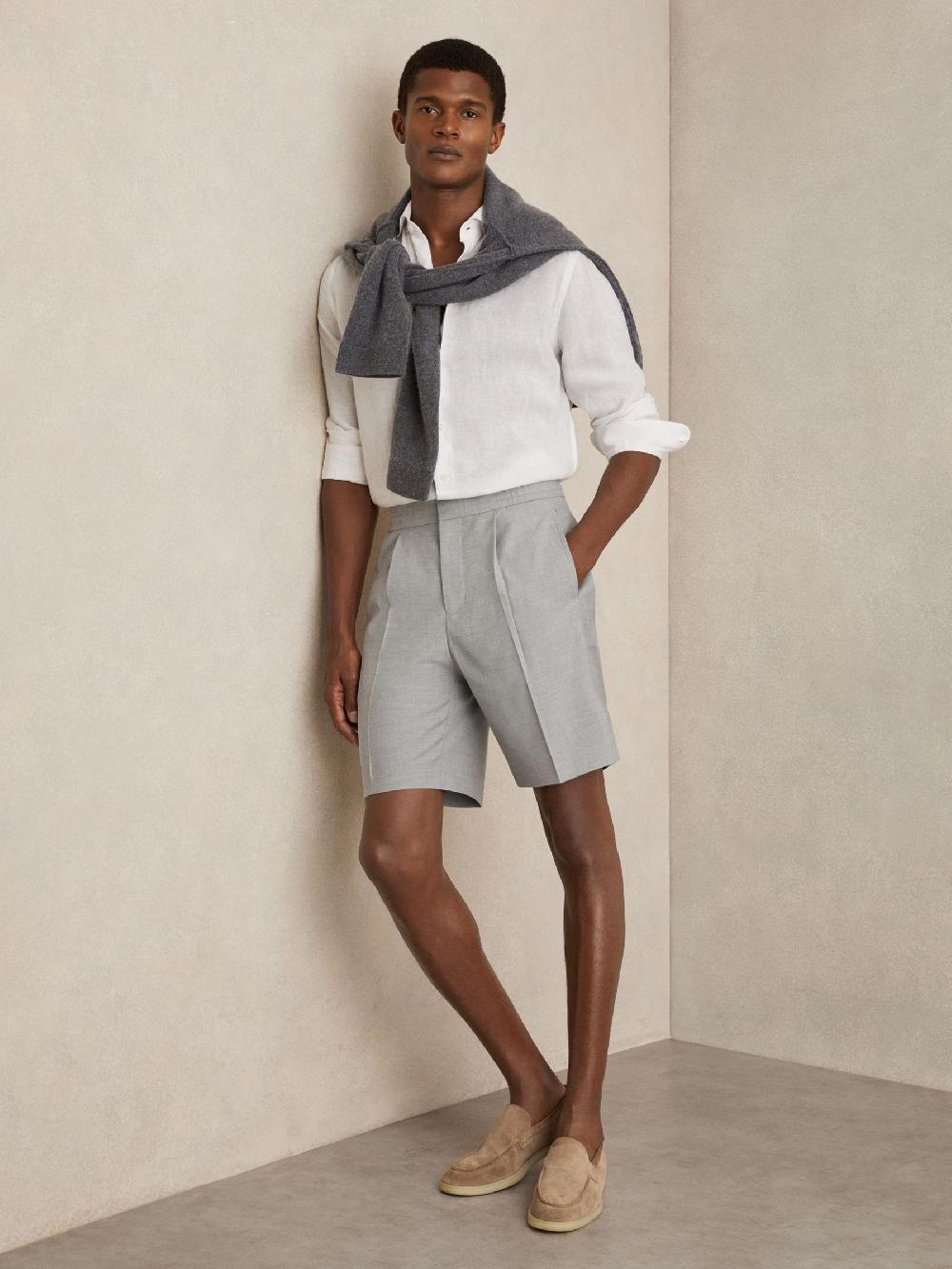 Reiss Relaxed Drawstring Shorts In Soft Grey